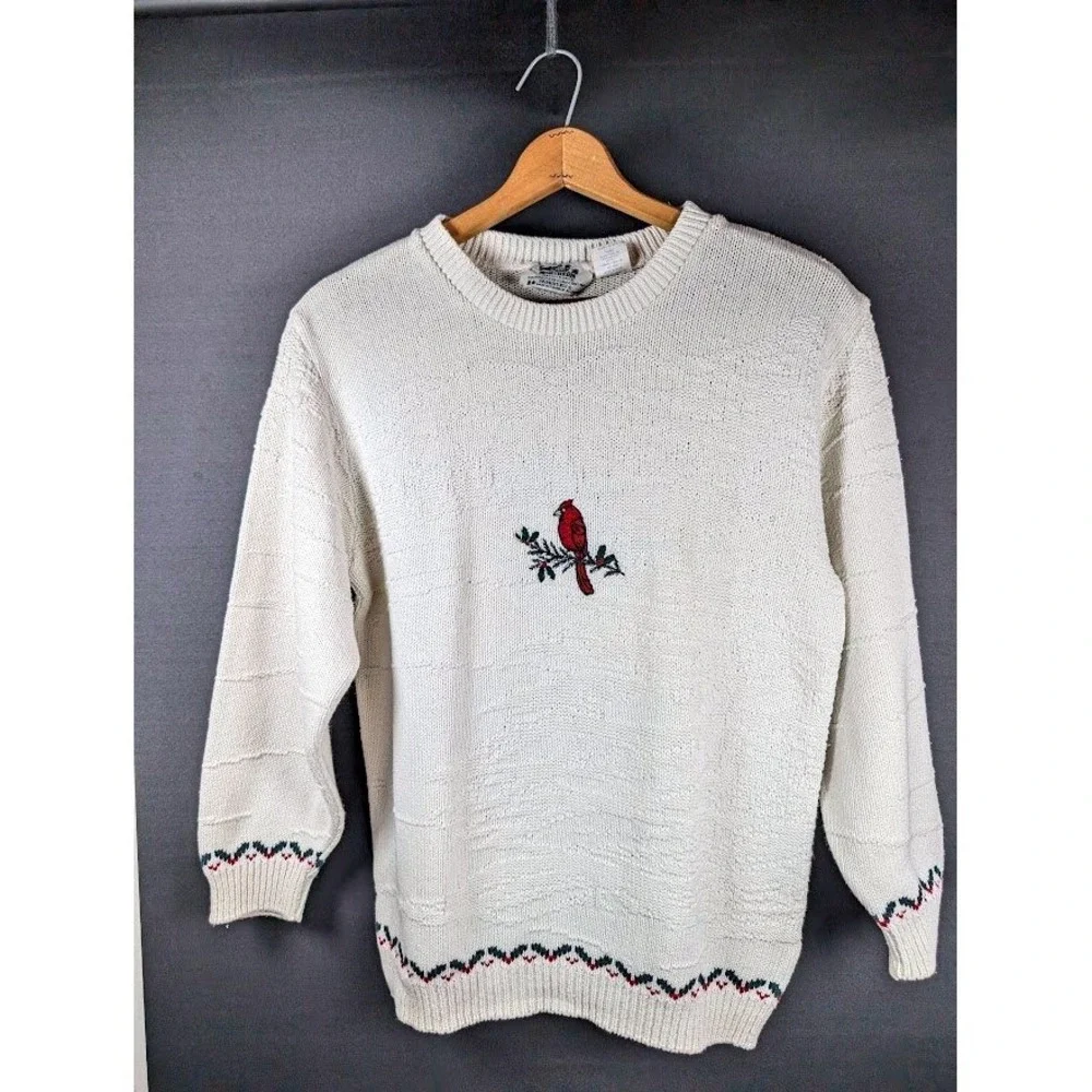 Northern Reflections Sweater Size Small Cardinal Bird‎ Embroidered Christmas